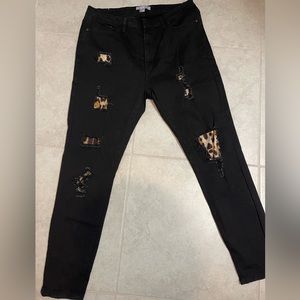 Judy Blue Black Jeans with Leopard cut-outs